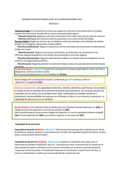 Resumen Completo Marco Legal De Las Organizaciones Resumen