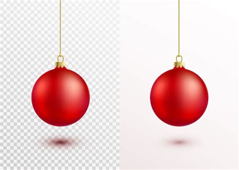 Bola De Navidad Roja Colgando De Una Cuerda De Oro Aislada Decoraci N