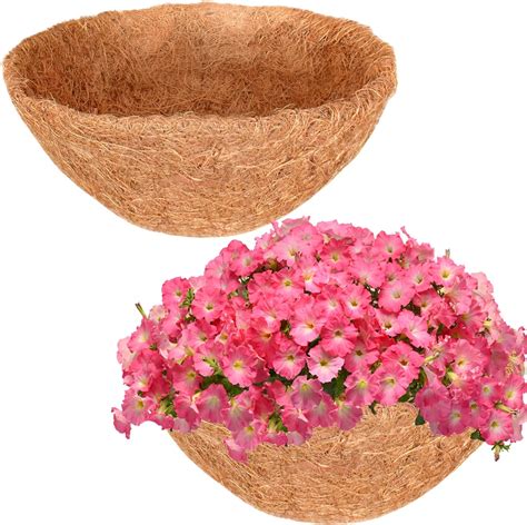 Halatool 2pcs 20 Inch Coconut Liners Coco Coir Hanging Basket Liners 100 Natural