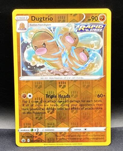 Pokemon Dugtrio Reverse Holo Chilling Reign Nm M Ebay