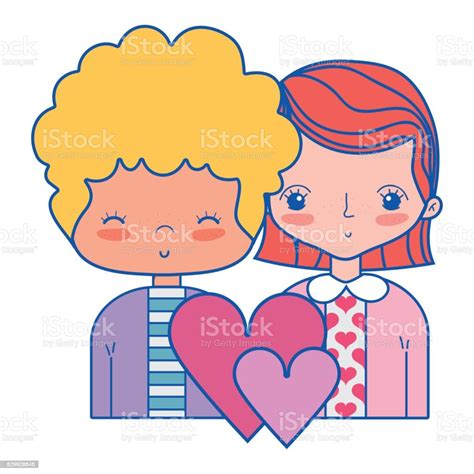 Beauty Couple Together With Hairstyle Design Stock Illustration