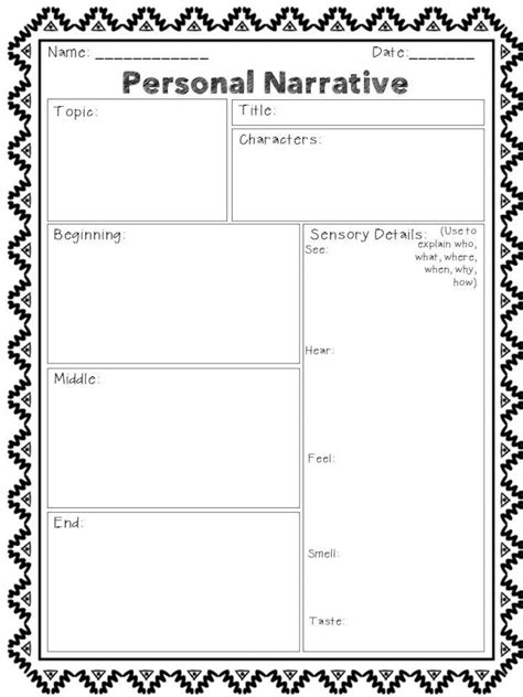 Writing Personal Narratives Graphic Organizer For Upper Elementary Etsy