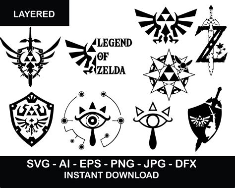 Bundle Zelda Game Link Hyrule Shield Vector Triforce And Etsy