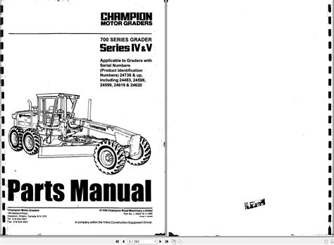 Volvo Champion Motor Grader 700 Series Series Iv And V Parts Manual