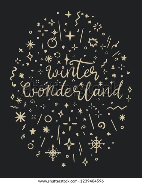 Winter Wonderland Lettering Typography Decorative Greetings Stock