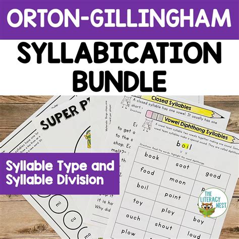 Syllable Types And Syllable Division For Orton Gillingham Lessons