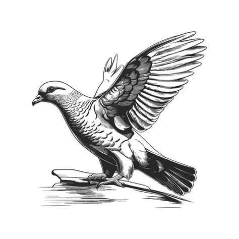 Premium Vector Vector Flying Dove Pigeon Realistic Ink Sketch Of Wild