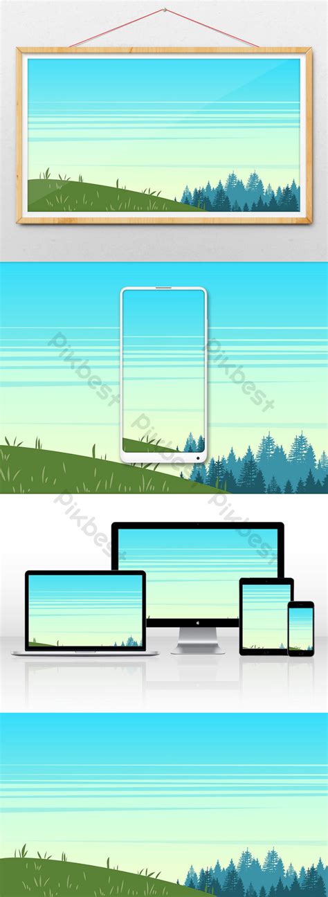 Drawing Cartoon Vector Grassland Forest Landscape Illustration | PSD ...