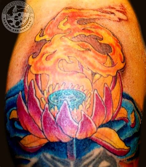 Fire Lotus Piece By Vince Ascendingkoi Tattoos Lotus Flame Tattoos