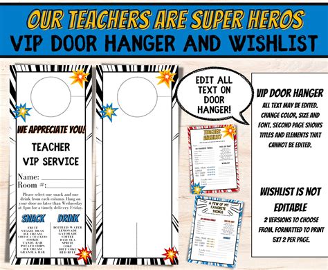 Teacher Appreciation Week Printable Editable Super Hero Comic Bundle Diy Teacher Appreciation