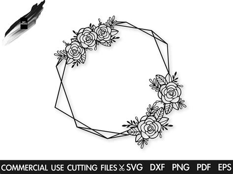 Floral Frame SVG Hexagon Flower Frame Svg Flower Frame Svg Etsy