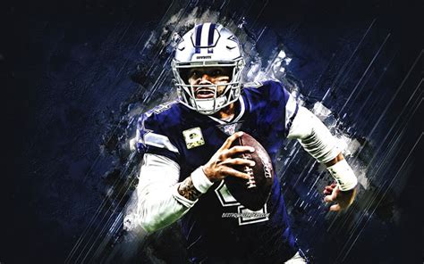 Download wallpapers Dak Prescott, NFL, Dallas Cowboys, portrait, blue ...