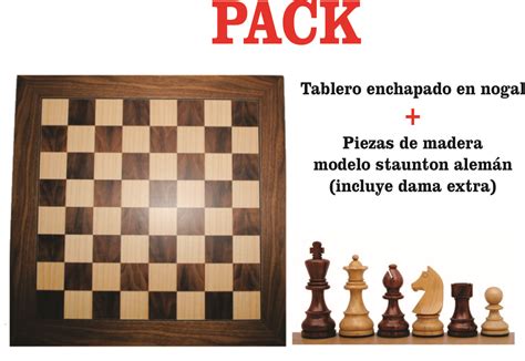 Pack Tablero De Ajedrez Madera Piezas Staunton Medidas Oficiales