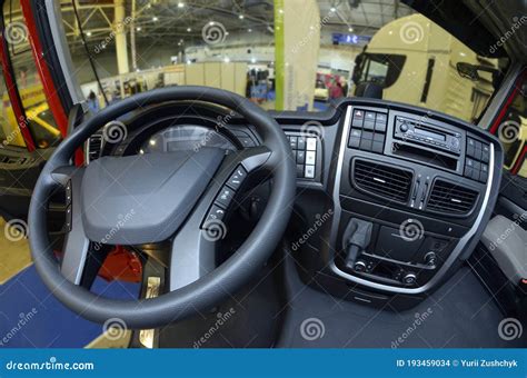 Interior Of A Truck Cabin Seat Wheel Dashboard Stock Photo Image