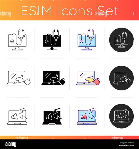 Computer Repair Service Icons Set Stock Vector Image Art Alamy