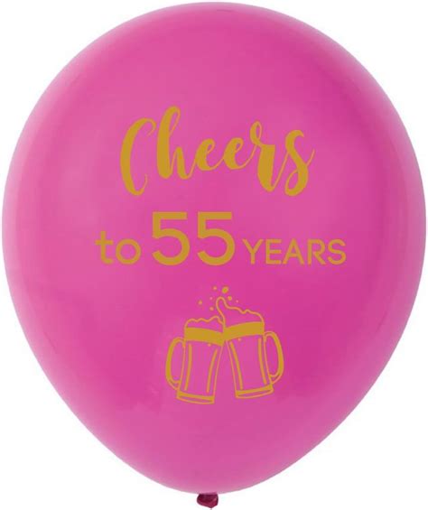 Pink Cheers To 55 Years Latex Balloons 12inch 16pcs 55th Birthday Decorations