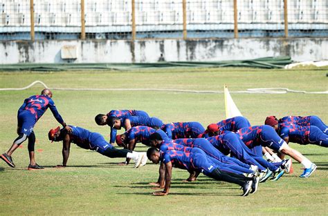 The West Indies players do push-ups | ESPNcricinfo.com