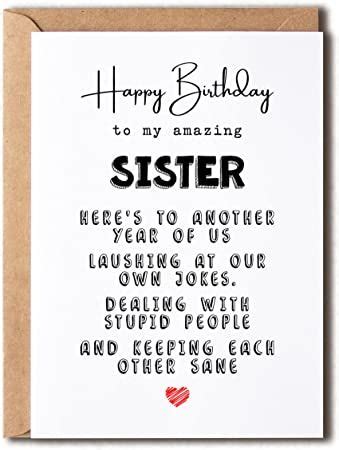 KrysDesigns Birthday Card Sister - Greeting Card - For Sister - Happy ...