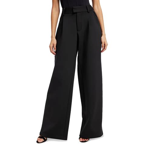 Good American Womens High Rise Pleated Wide Leg Pants