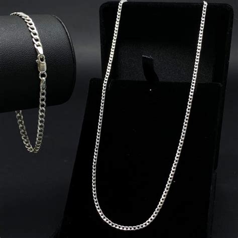 Conjunto de Prata 925 Corrente Cordão Original Grumet Pulseira