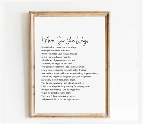 I Never Saw Your Wings Funeral Printable Poem Digital Etsy UK