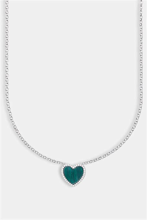 Green Malachite Heart Necklaces White Womens Necklaces Shop