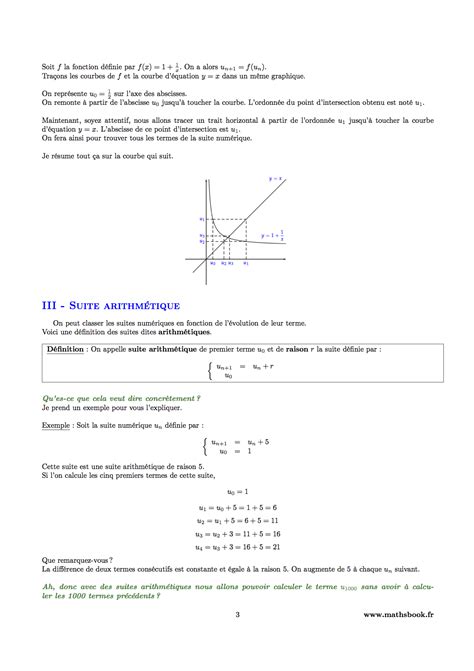 Suites numériques Cours PDF à imprimer Maths première S