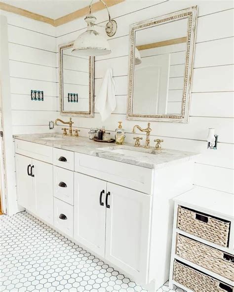 White Modern Farmhouse Bathroom With Shiplap Soul Lane