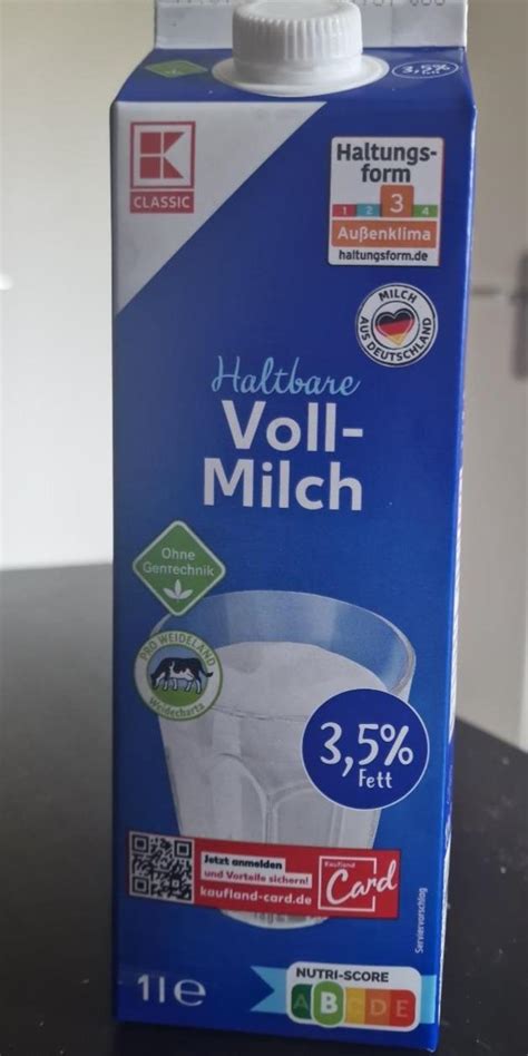 Haltbare Vollmilch Fett K Classic Kal Rie Kj A Nutri N Hodnoty