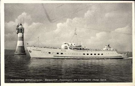 Ak Wilhelmshaven in Niedersachsen Bäderschiff Rüstringen Leuchtturm