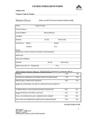 Fillable Online Skills Qld Edu Course Enrolment Form