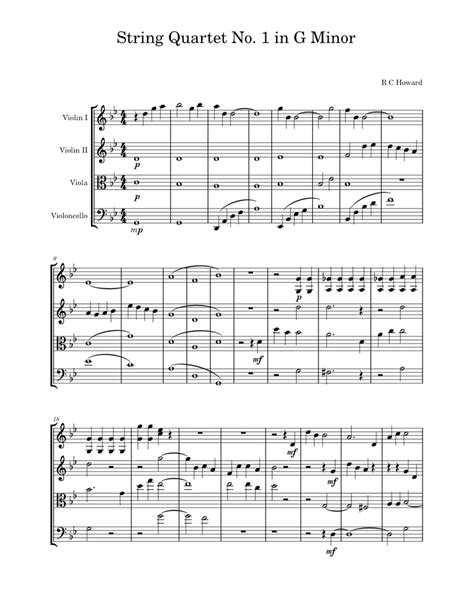 String Quartet No 1 In G Minor Sheet Music For Violin Viola Cello String Quartet