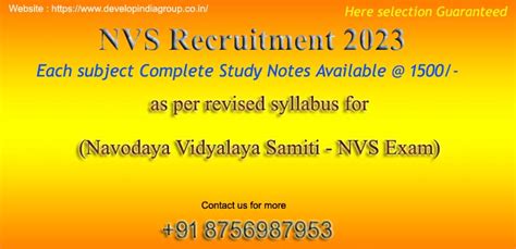 Nvs Recruitment 2023 Navodaya Vidyalaya Tgt Pgt Exam Study Notes