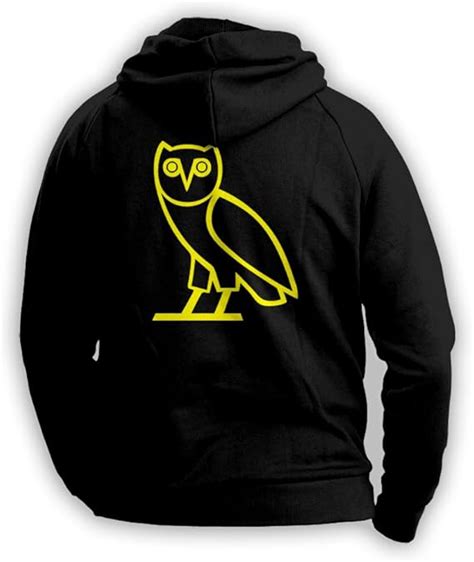 Drake Ovo Owl Inspired Mens Hoodie Yellow On Black Uk Clothing