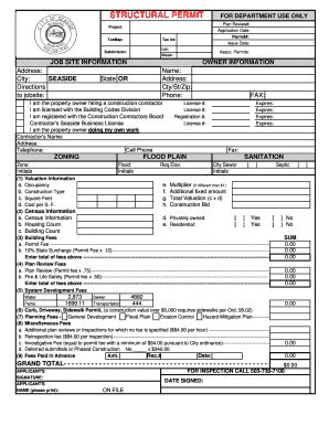 Fillable Online Structural Permit City Of Seaside Fax Email Print