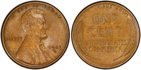 1943 S 1C Bronze BN Regular Strike Lincoln Cent Wheat Reverse