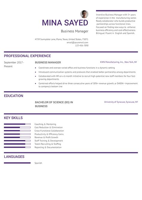 Business Manager Resume Examples And Templates For 2024