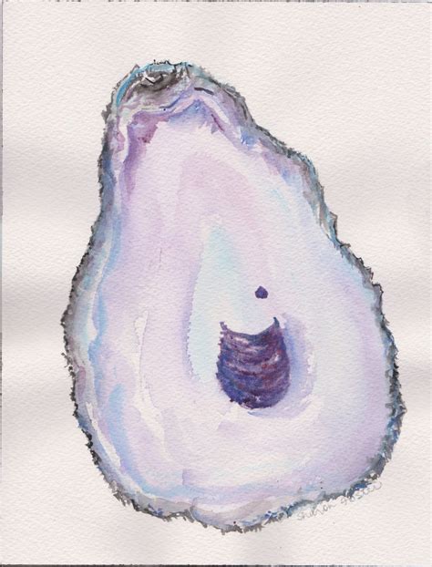 Original Oyster Shell Watercolor Painting X Oyster Watercolor