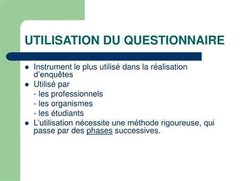 PPT LA TECHNIQUE DE L ENQUETE PAR QUESTIONNAIRE PowerPoint