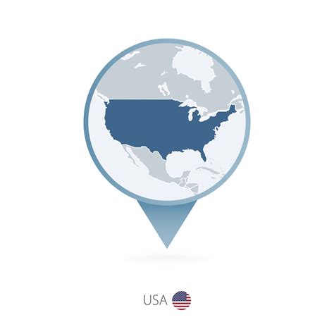 Mapa Alfiler Con Detallado Mapa De Unido Estados De America Y Vecino