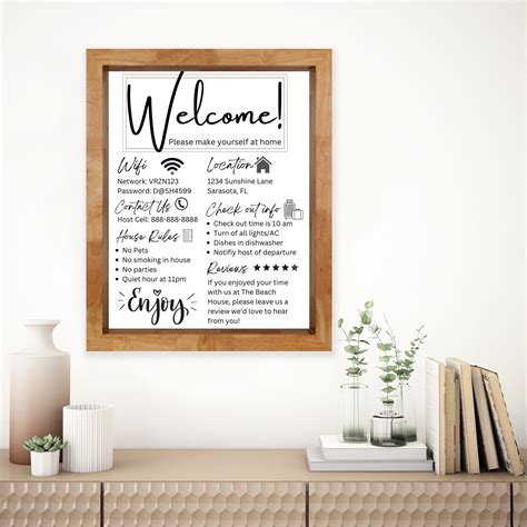 Professional Airbnb Welcome Sign Template / Check-in Information ...