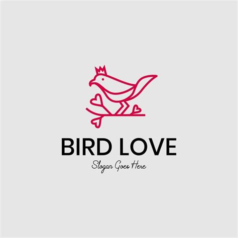 Premium Vector Vector Bird Love Mono Line Logo Design Vector Illustration