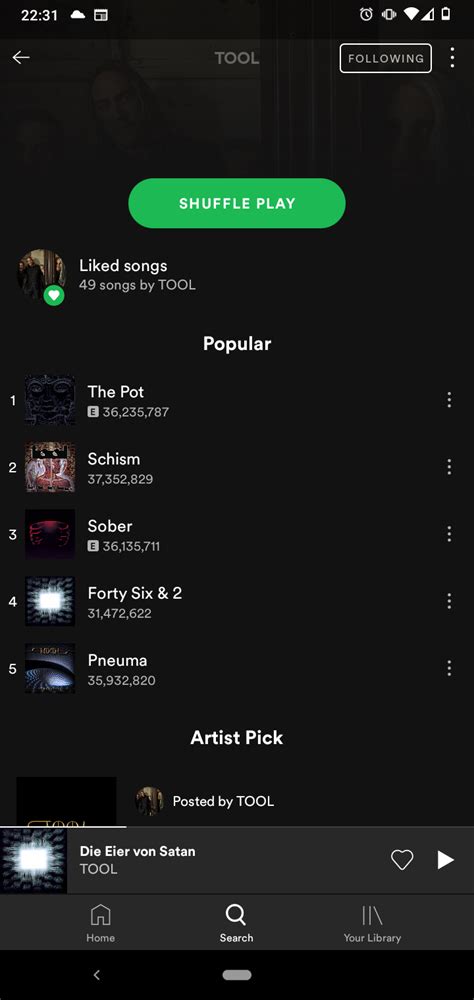 Top 5 Tool Songs On Spotify Are From 5 Different Albums Rtoolband