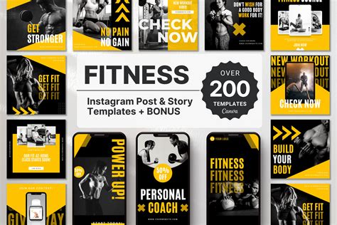 Fitness Instagram Template Bundle Creative Market