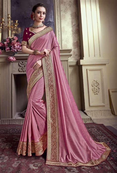 Pink Soft Silk Saree Desi Royale Soft Silk Sarees Party Wear