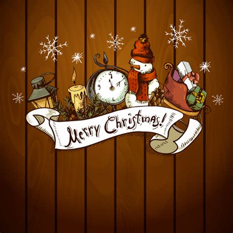 Vintage Hand Drawn Christmas Background Art Vectors Graphic Art Designs