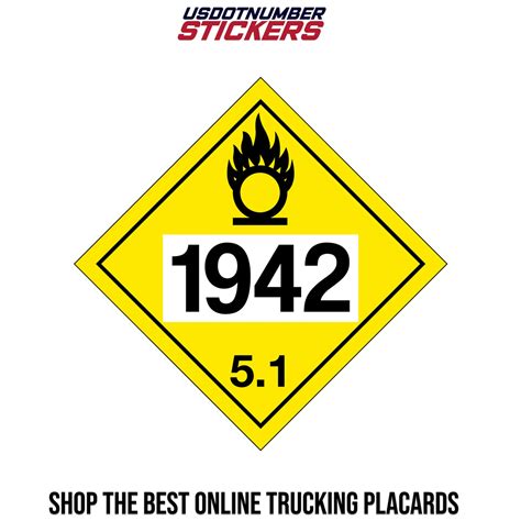 Class 5 Oxidizer Un 1942 Placard Usdot Number Stickers