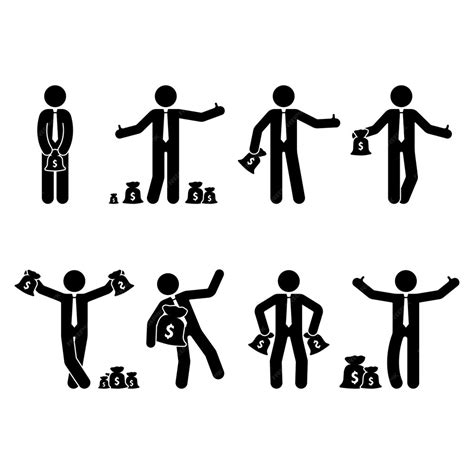 Premium Vector Stick Figure Rich Businessman Set