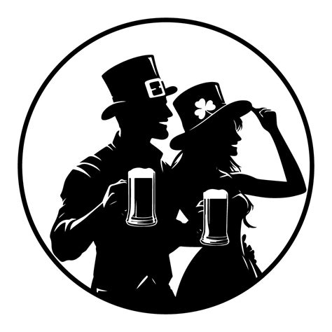 Free Irish Romantic Couple And Beer Background Black And White Svg Vector File For Laser