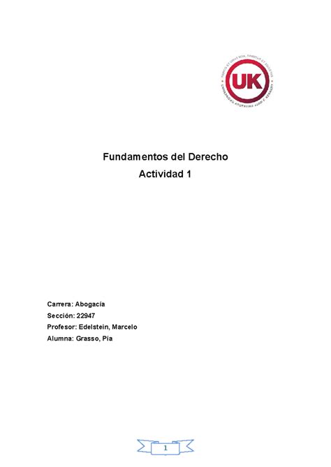 Fundamento Del Derecho Act 1 Fundamentos Del Derecho Actividad 1